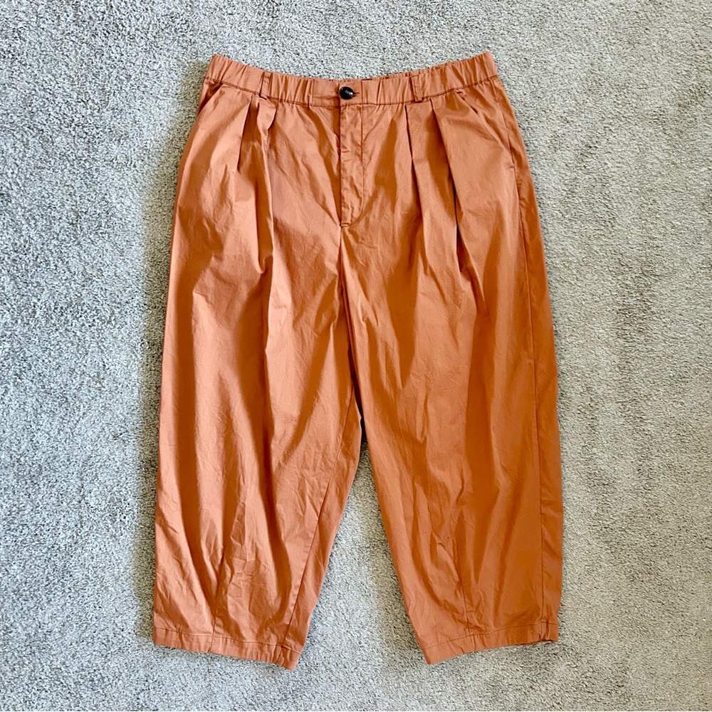 Anthropologie Maeve Curve Poplin Barrel Pants Size XL Rust Brown